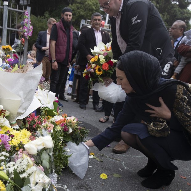 New Zealand Prime Minister Jacinda Ardern pays tribute to victims of the shooting.