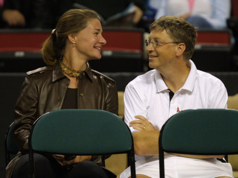 Bill and Melinda Gates in 2001 at a tennis match in Seattle.