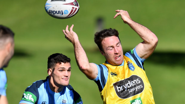 James Maloney throws an audacious pass on his return to the Blues squad for Sunday's Origin II.