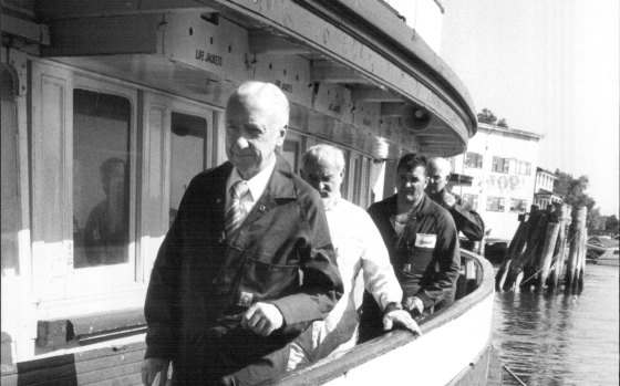 Justice Henry Staunton inspected the ferry Kirrawee at Birchgrove dockyards on May 3, 1984. 