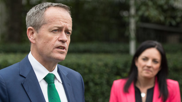 Bill Shorten with Emma Husar in 2016. Ms Husar said the Labor leader, who has been her political champion, did not influence her decision to not run again.