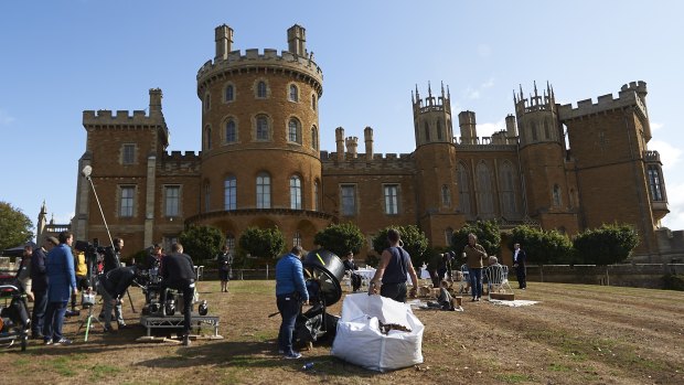 Filming episodes from season three of The Crown on the grounds of Belvoir Castle.