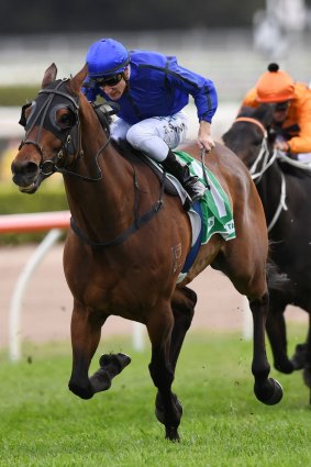 Second-best: Happy Clapper storms to victory in the 2017 Epsom Handicap.