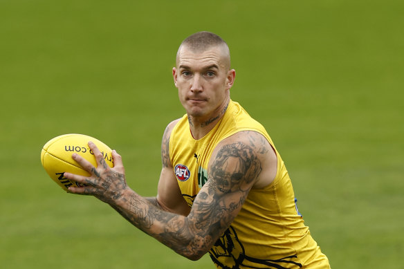 Dustin Martin at Richmond training on Wednesday.