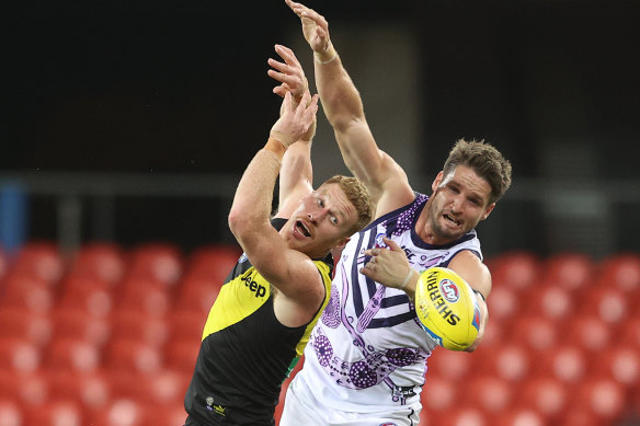 Jesse Hogan in action against the Tigers earlier this year.