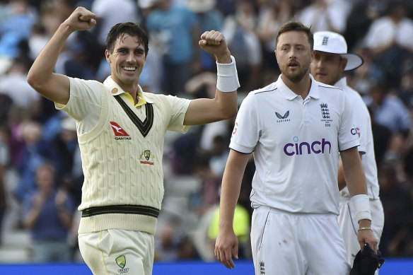 Pat Cummins guided Australia to a thrilling victory in the first Ashes Test at Birmingham by scoring the winning runs off the bowling of Ollie Robinson.