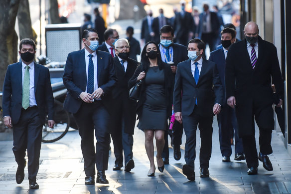 Matthew Guy with his supporters when he took the leadership of the Liberal Party last September.