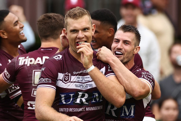 Tom Trbojevic has heaped praise on Kieran Foran for helping him go on one of rugby league’s greatest individual runs.