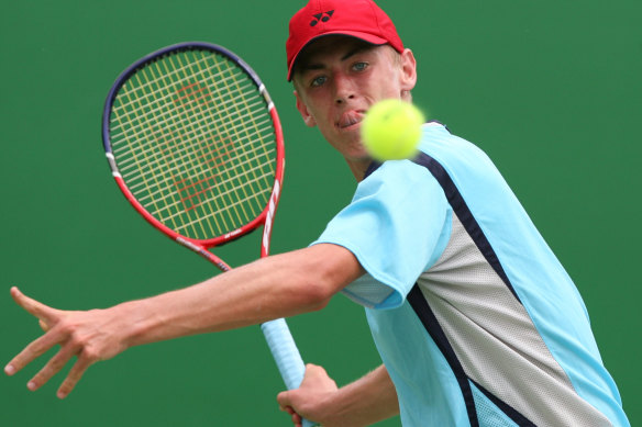 A 17-year-old John Millman competes in the juniors at the 2007 Australian Open.