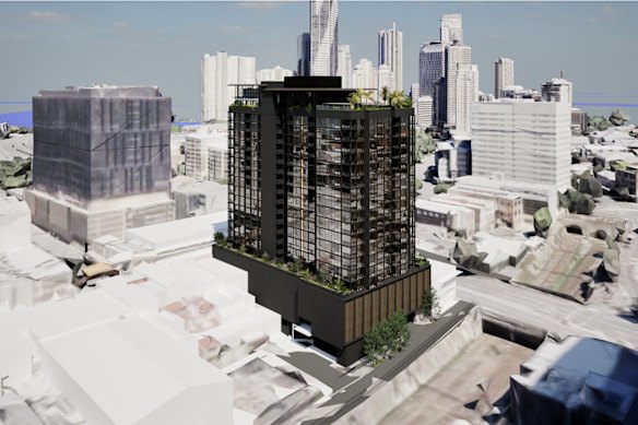 Artist's impression of the new tower planned at 186 Wickham Street in Fortitude Valley.