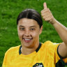 Sam Kerr shows the crowd her appreciation.