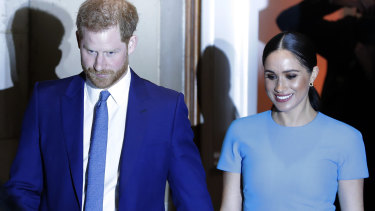 Farewell: Britain's Prince Harry and Meghan, the Duchess of Sussex, leave after attending the annual Endeavour Fund Awards in London.