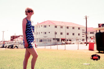 Mrs Dite in the dress on her honeymoon in Perth in 1970.