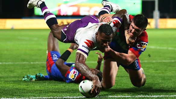 Vunivalu scores for the Storm on Saturday night. 