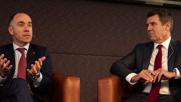 NAB chief executive Andrew Thorburn (left) and Mike Baird.
