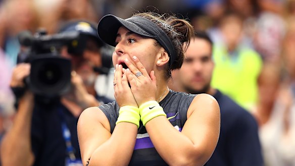 Bianca Andreescu celebrates after defeating Serena Williams to win the US Open women's singles title.