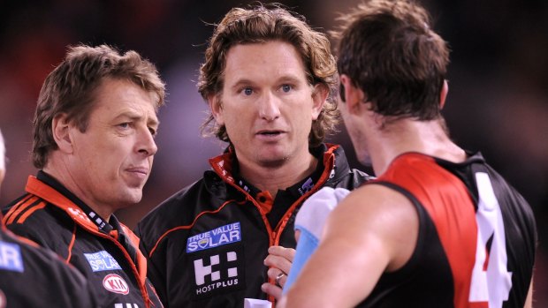 Mark Thompson and James Hird in their coaching days at Essendon.