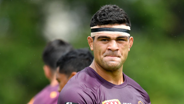 David Fifita at Brisbane Broncos training at Clive Berghofer Field in Brisbane earlier this month.