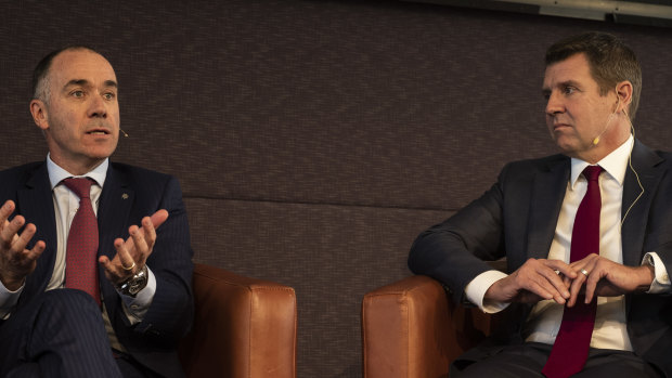 NAB chief executive Andrew Thorburn (left) and Mike Baird.

