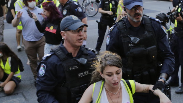 Extinction Rebellion protesters were met with a strong police presence when they took to city streets on Thursday.