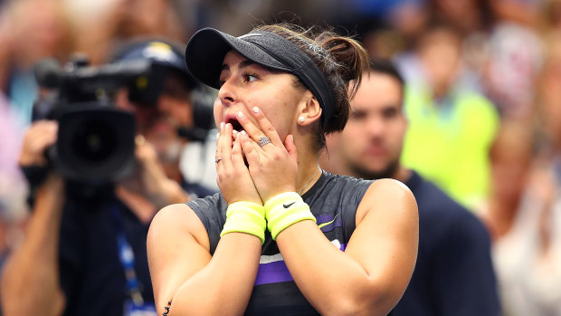 Bianca Andreescu celebrates after defeating Serena Williams to win the US Open women's singles title.