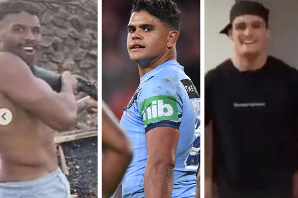Josh Addo-Carr, Latrell Mitchell and Nathan Cleary.