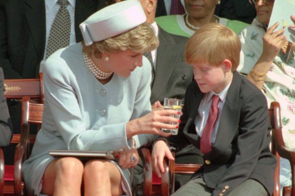 The late Princess Diana and Prince Harry  in 1995.