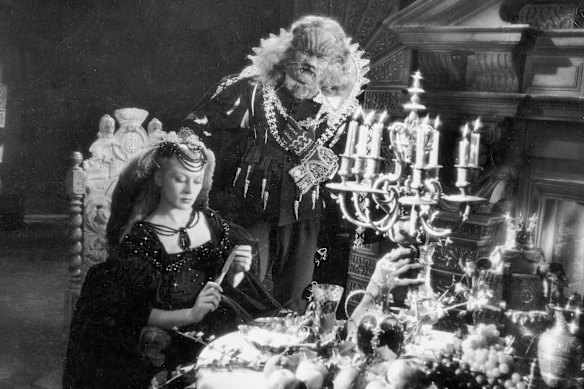 Josette Day and Jean Marais in Jean Cocteau’s  1946 <i>La Belle et La Bete</i>.