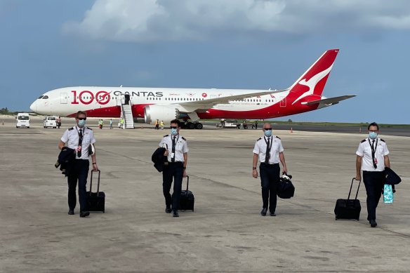 Qantas Captain Phil Paterson, left, after a recent flight.