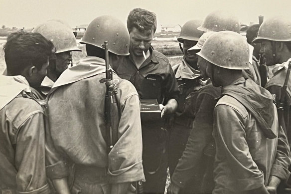 Training Radio Saigon reporters during Vietnam War.