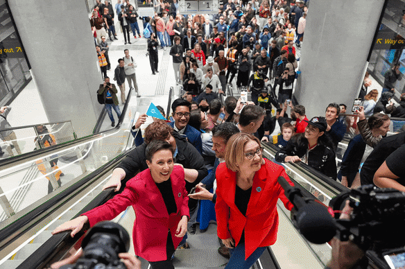 The opening of the Metro Tunnel attracted many excited passengers.