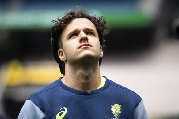 Sam Konstas takes in the atmosphere of an empty MCG on Monday ahead of his expected debut on Boxing Day in front of a sellout crowd. 