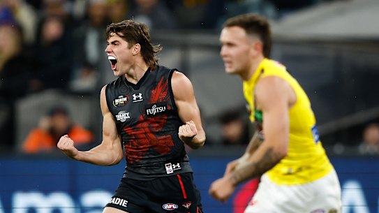 Sam Durham celebrates a goal.