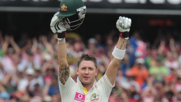 Michael Clarke celebrates his triple century