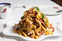 Spiced shredded chicken.