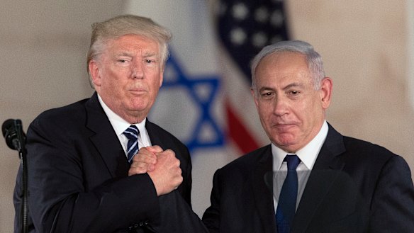 Donald Trump and Benjamin Netanyahu in 2017. Netanyahu has thanked Trump for “his assistance” in securing the release of hostages.