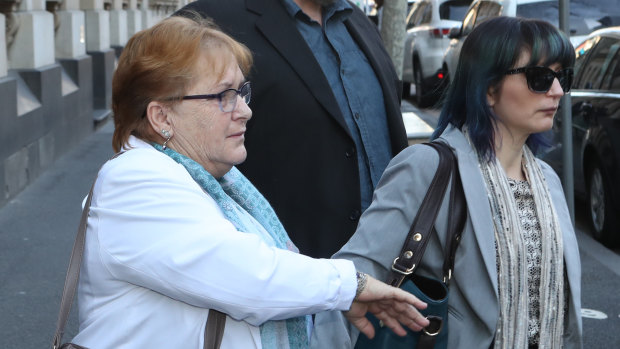Bridie Tedford (left) leaves court after the sentencing of her husband Albert Tedford.
