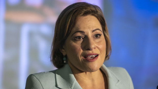 Queensland Treasurer Jackie Trad briefs the media ahead of handing down the state budget.