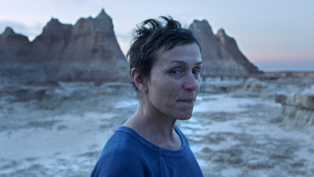 Frances McDormand in a scene from the film Nomadland.
