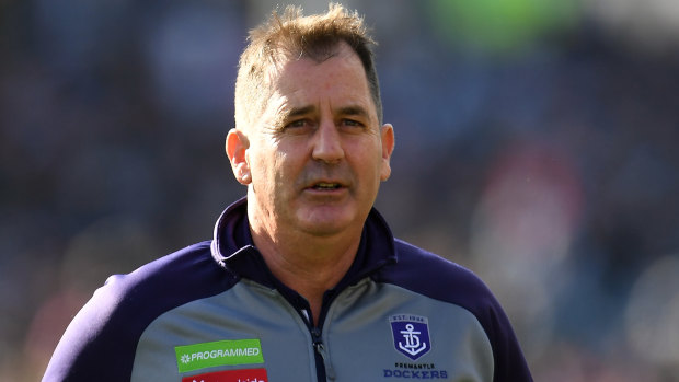 Ross Lyon is excited by but still working on Fremantle's new forward line structure in 2019.