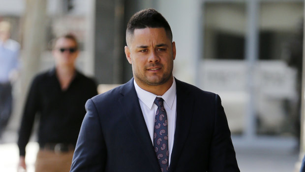 Jarryd Hayne arrives at court on Friday.