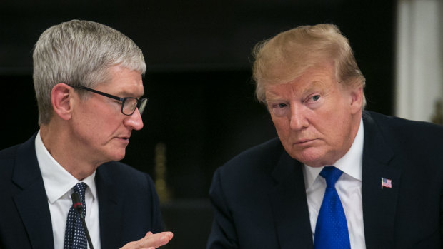 Apple chief Tim Cook has strongly opposed Donald Trump's aggressive actions against China on trade.