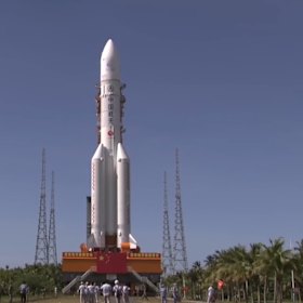 The rocket launcher before lift-off.