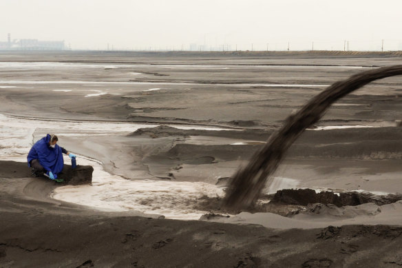 A still from the film Rare Earthenware of a radioactive lake in Inner Mongolia that collects rare earth waste.