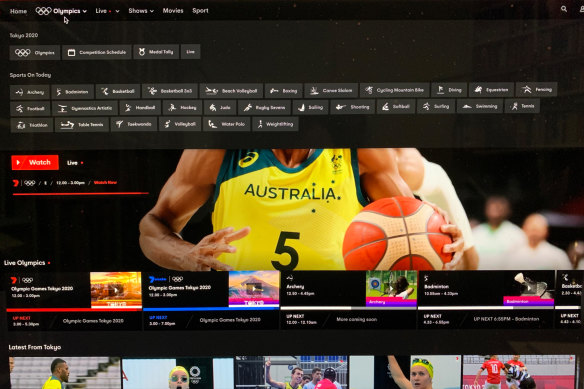 This menu is your friend: a great place to land if you want to navigate the Tokyo Olympics coverage on 7Plus.