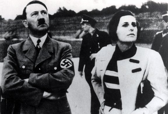 Hitler and his favourite film director Leni Riefenstahl. Susan Sontag argued that fascist aesthetics relied on beauty as an idealised fantasy of perfection, physical and moral.