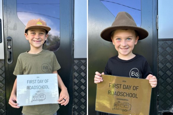 Bodhi and Kai McNally started year 2 and kindergarten whilst on the road. 