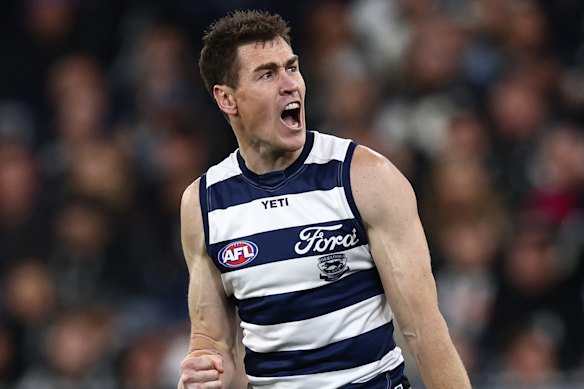 A fired-up Jeremy Cameron.