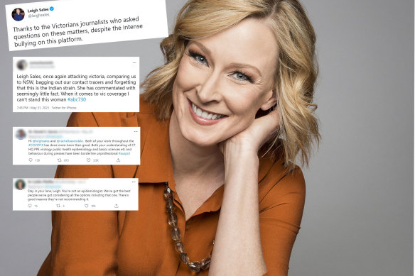 7.30 presenter Leigh Sales has faced criticism for her coverage of the Victorian lockdowns. 