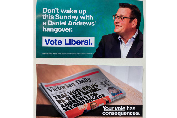 Flyers from Libs and teals go on the attack as election day looms